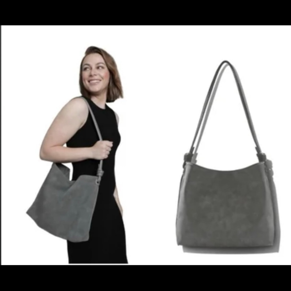NWT 8‎ Other Reasons Gray Betsy Slouch Tote Shoulder Bag